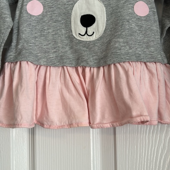 First Impressions baby Girl Printed Long Sleeve Mini Dress, Grey Combo Size: 24M - Picture 3 of 5